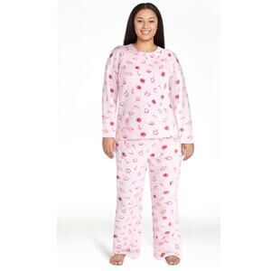 Soft Pink Plush Pajama Set XL Cozy Fleece Lounge Set 16/18 Warm Plus Size Soft